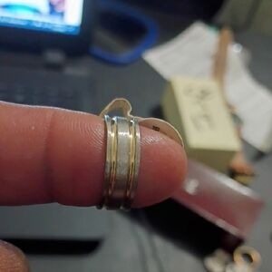 Silver and Gold Band Ring Stainless Steel 19mm